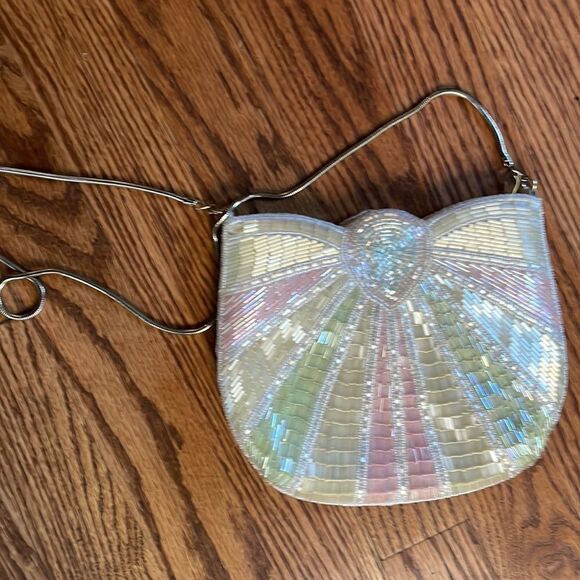Sequin fancy Pastel Iridescent purse handbag beaded fancy Art Deco 🔥 going out - Picture 1 of 7